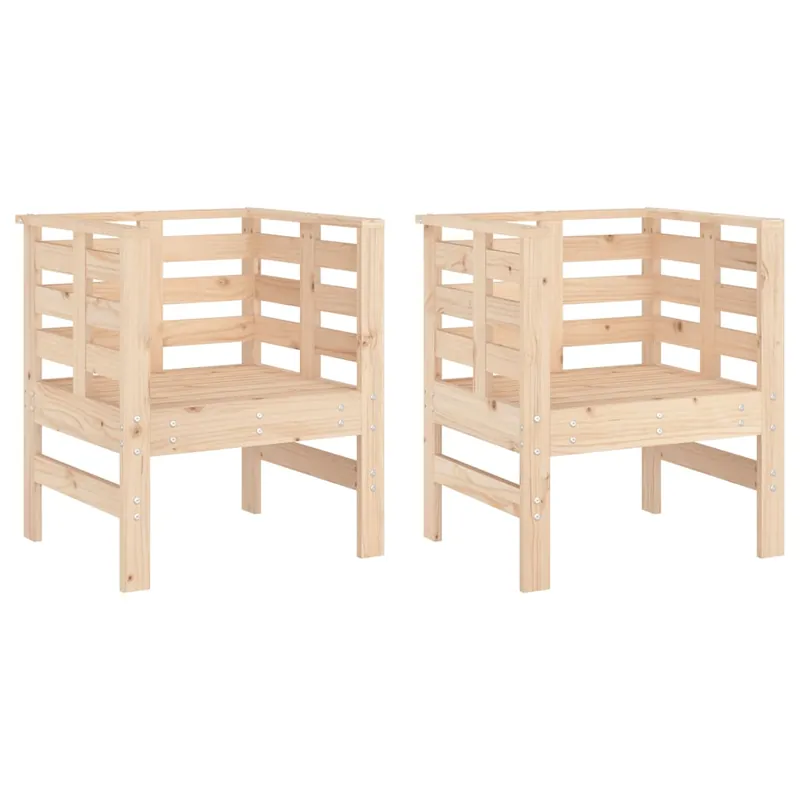 vidaXL Sillas de jardín 2 uds madera maciza pino 61,5x53x71 cm