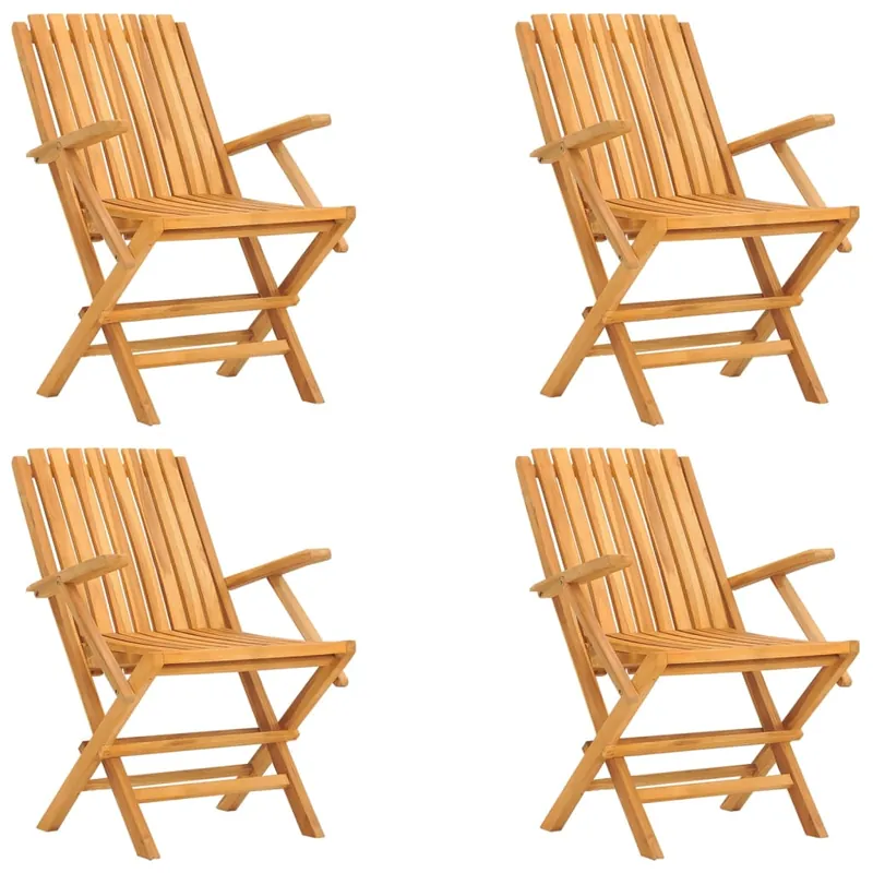 vidaXL Sillas de jardín plegables 4 uds madera maciza teca 61x67x90 cm