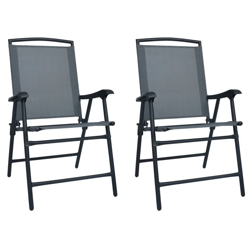 vidaXL Sillas plegables de jardín 2 unidades textilene negro