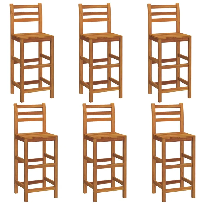 Taburetes de barra de cocina 6 unidades madera maciza acacia - Jardín