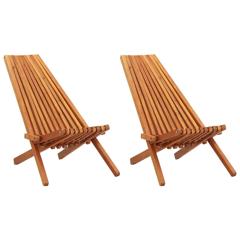 Tumbonas plegables de jardin 2 unidades madera maciza de acacia - Jardín