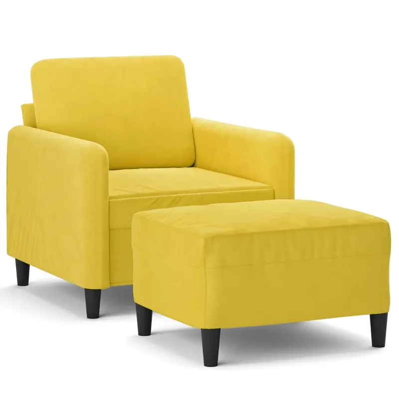 vidaXL Sillón con taburete terciopelo gris claro 60 cm - Sofás sillones puffs