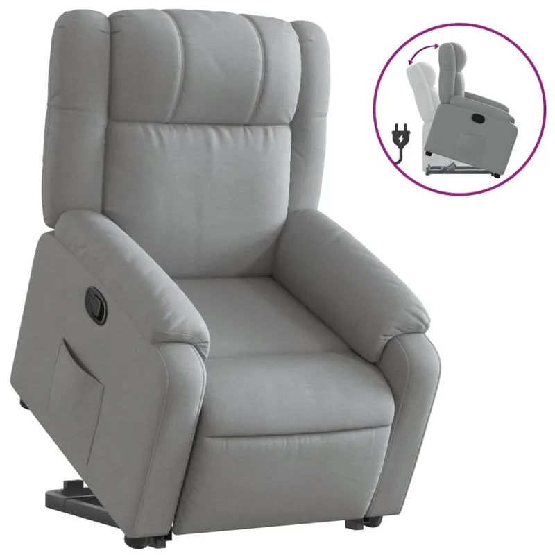 vidaXL Sillón reclinable elevable de tela gris claro - Sofás sillones puffs