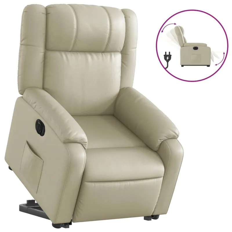 vidaXL Sillón reclinable y elevable eléctrico cuero sintético negro - Sofás sillones puffs