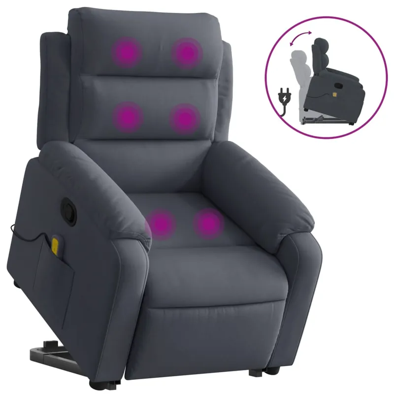 vidaXL Sillón reclinable de masaje elevable terciopelo gris claro - Sofás sillones puffs