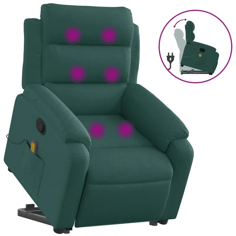 vidaXL Sillón reclinable de masaje elevable tela rojo tinto - Sofás sillones puffs