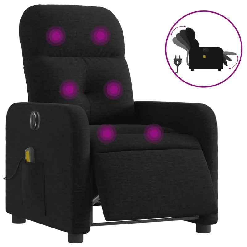 vidaXL Sillón reclinable de masaje eléctrico tela gris claro - Sofás sillones puffs