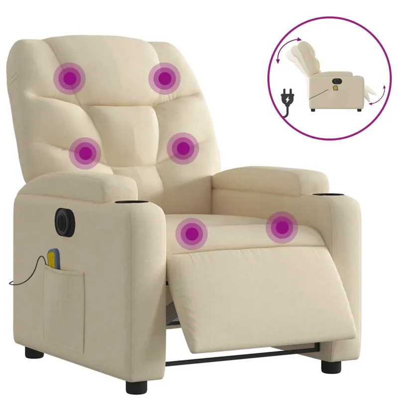 vidaXL Sillón reclinable de masaje eléctrico tela gris claro - Sofás sillones puffs
