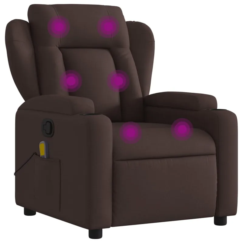vidaXL Sillón reclinable de masaje de tela negro - Sofás sillones puffs