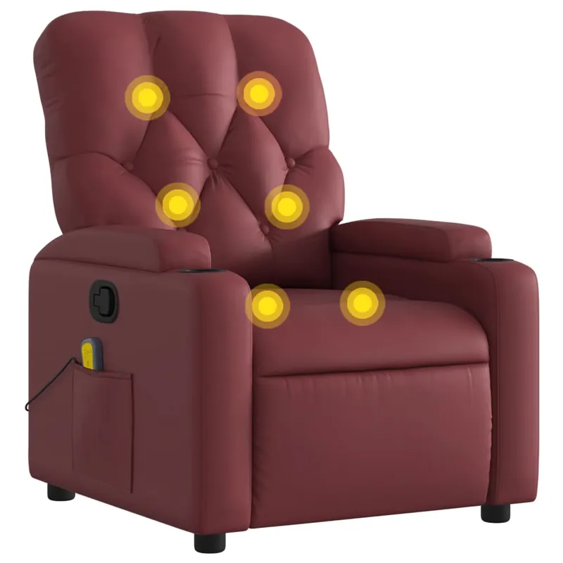vidaXL Sillón de masaje reclinable cuero sintético gris - Sofás sillones puffs