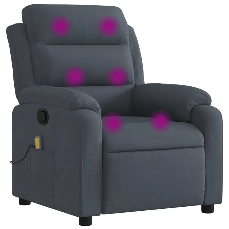 vidaXL Sillón reclinable de masaje terciopelo gris claro - Sofás sillones puffs