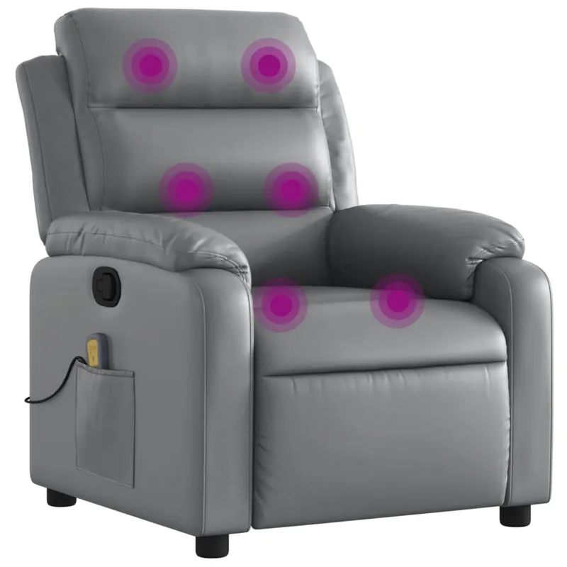 vidaXL Sillón de masaje reclinable cuero sintético negro - Sofás sillones puffs
