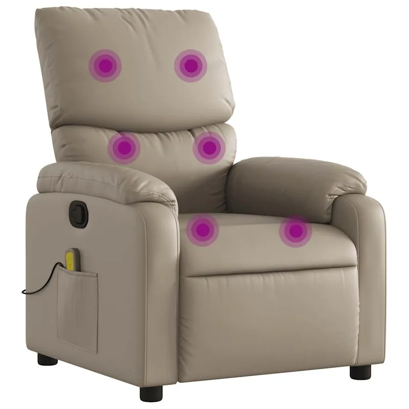 vidaXL Sillón de masaje reclinable cuero sintético gris - Sofás sillones puffs