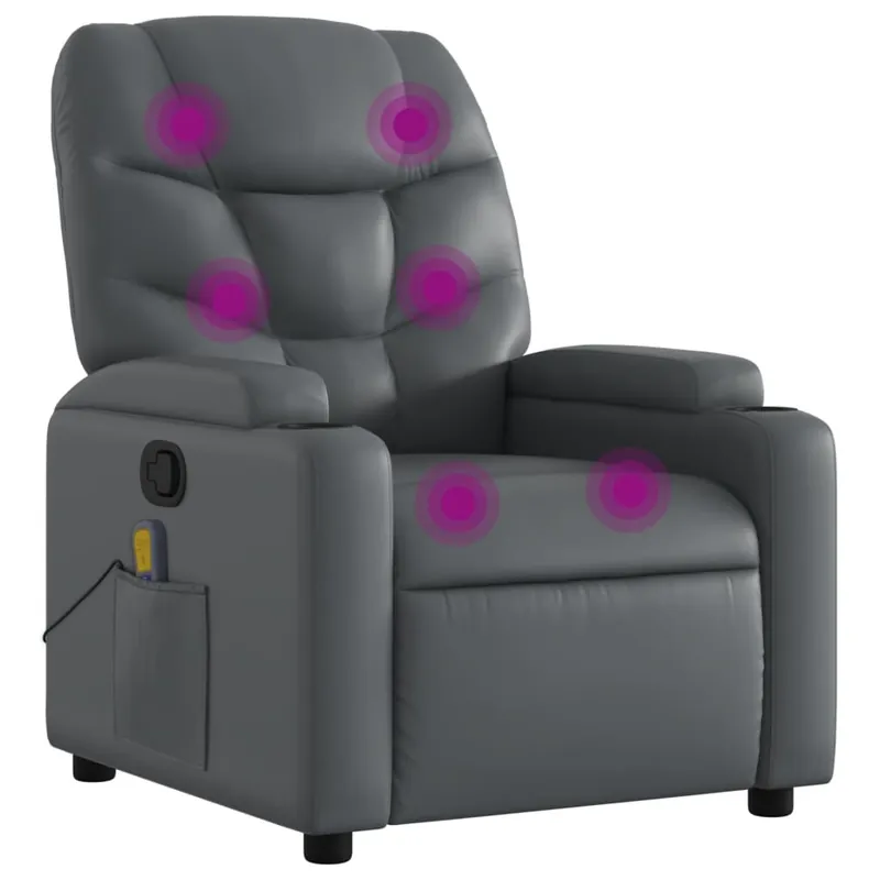 vidaXL Sillón de masaje reclinable cuero sintético negro - Sofás sillones puffs