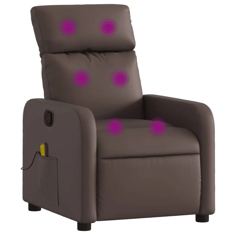 vidaXL Sillón reclinable de masaje cuero sintético crema - Sofás sillones puffs