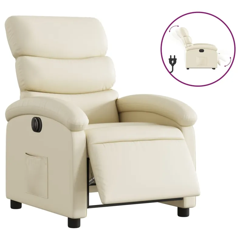 vidaXL Sillón reclinable eléctrico de cuero sintético negro - Sofás sillones puffs