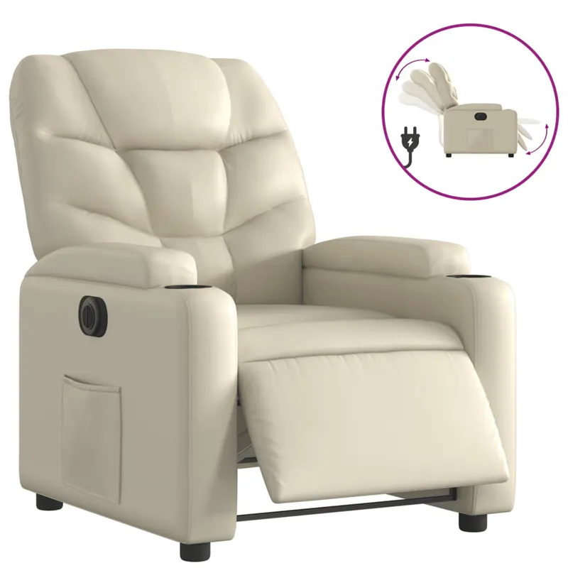 vidaXL Sillón reclinable eléctrico de cuero sintético marrón - Sofás sillones puffs
