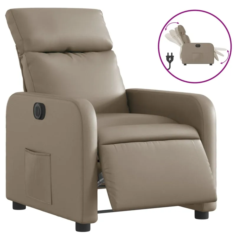 vidaXL Sillón reclinable eléctrico de cuero sintético rojo tinto - Sofás sillones puffs