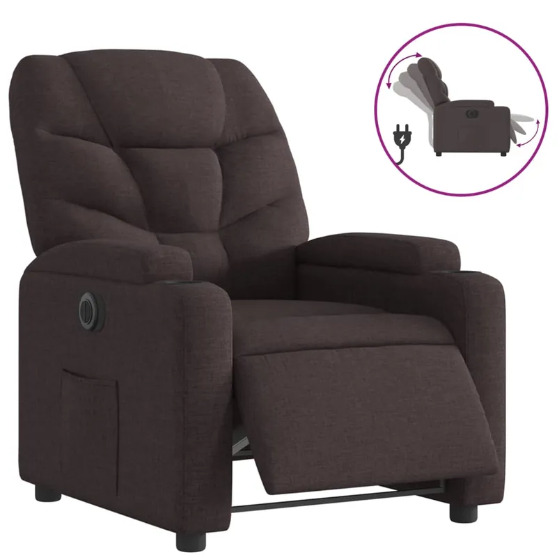 vidaXL Sillón reclinable eléctrico de tela negro - Sofás sillones puffs