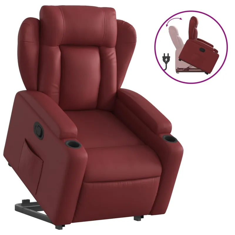 vidaXL Sillón reclinable elevable cuero artificial negro - Sofás sillones puffs