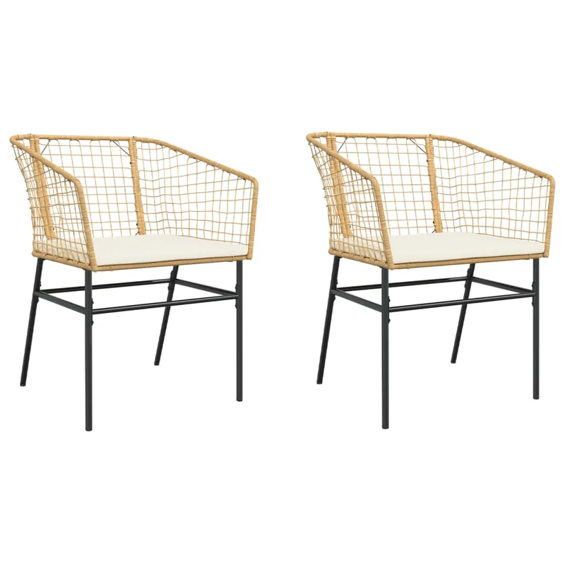 vidaXL Sillones de jardín con cojines 2 uds ratán sintético negro