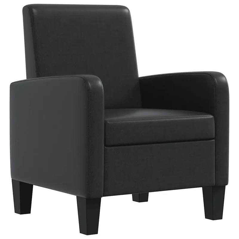 vidaXL Sillón de cuero sintético negro - Sofás sillones puffs