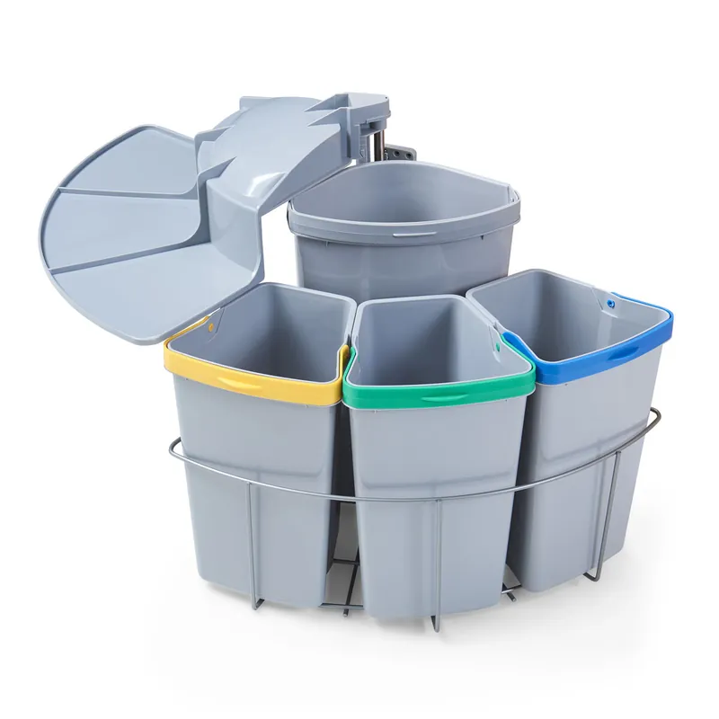 Sistema de separación de residuos Kollby plástico 3x6 L + 1x12 L - Gris [en.casa]