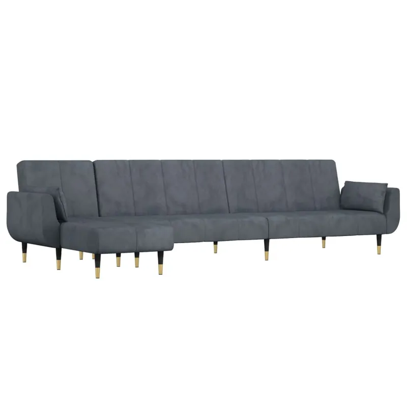 vidaXL Sofá cama en forma de L terciopelo gris oscuro 275x140x70 cm - Sofás sillones puffs