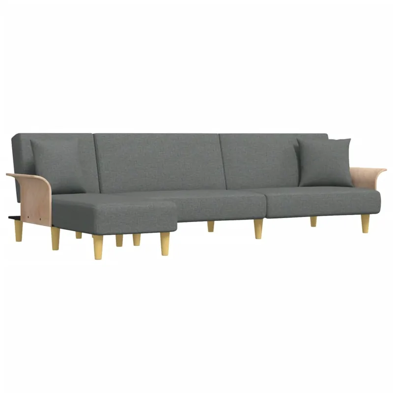 vidaXL Sofá cama en forma de L tela gris oscuro 279x140x70 cm - Sofás sillones puffs