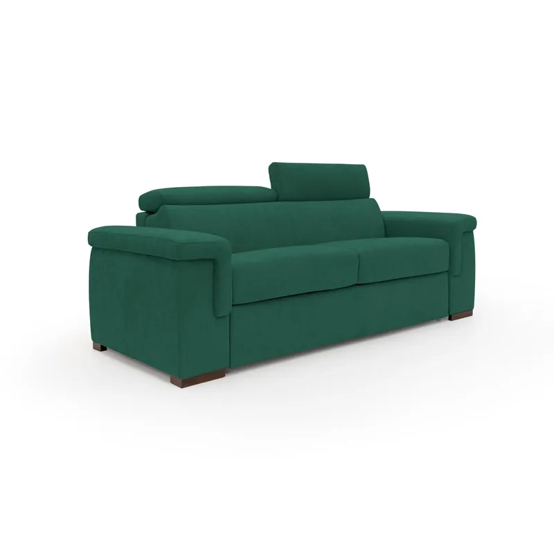 Giunone Sofá cama convertible con colchón de 18 cm y reposacabezas reclinables en tejido impermeable 220 cm (mat. 140x197 cm) Amarillo - Sofás sillones puffs