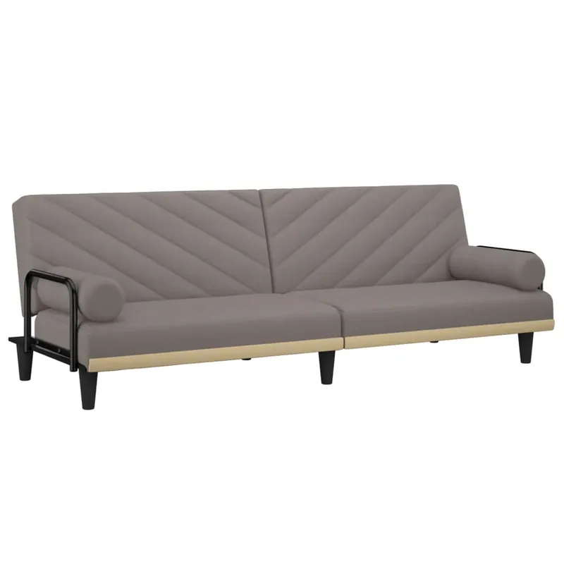 vidaXL Sofá cama con reposabrazos tela gris claro - Sofás sillones puffs
