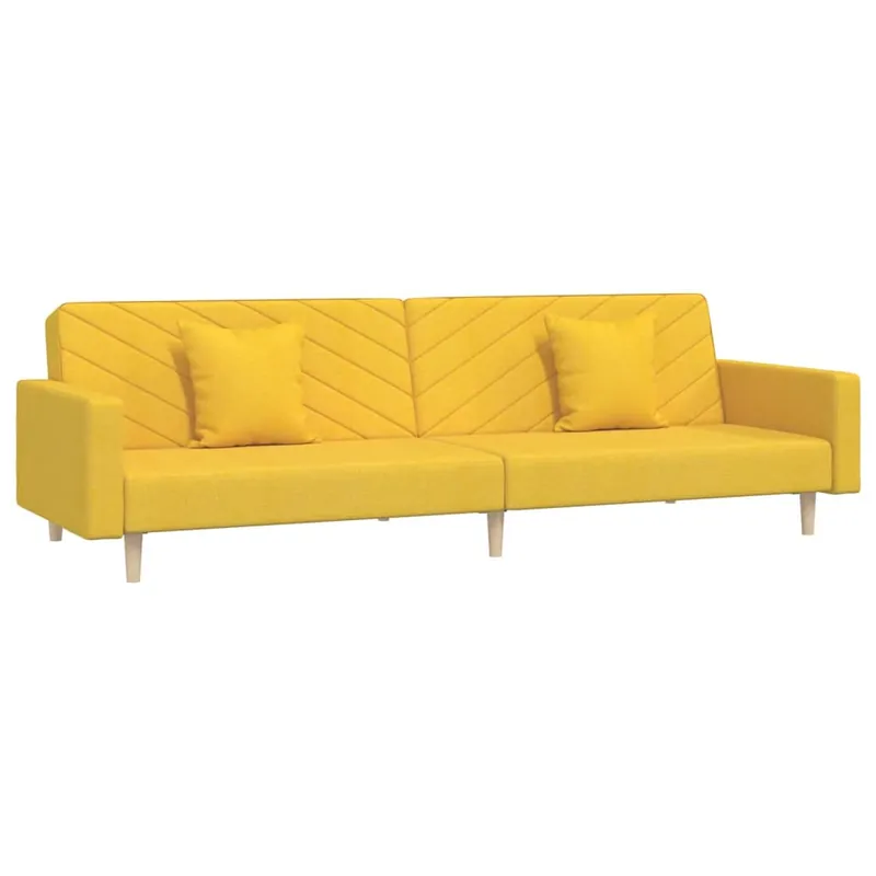 vidaXL Sofá cama de 2 plazas con dos almohadas tela color crema - Sofás sillones puffs