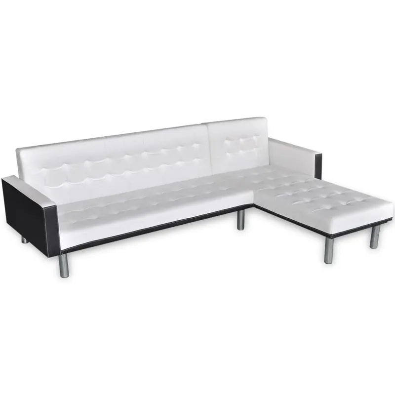 vidaXL Sofá cama en forma de L cuero sintético blanco - Sofás sillones puffs