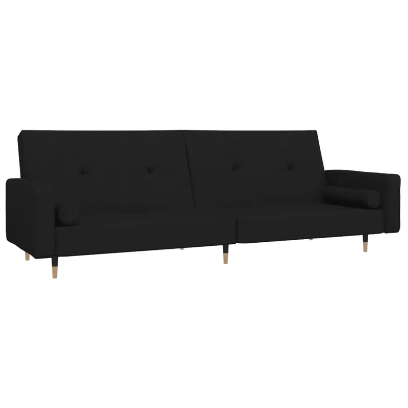 vidaXL Sofá cama de 2 plazas con dos almohadas terciopelo negro - Sofás sillones puffs