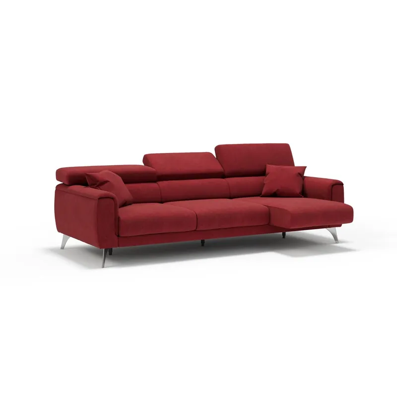 Caravaggio Sofá de 3 plazas extensibles con reposacabezas ajustables en tejido impermeable 244 cm Amarillo - Sofás sillones puffs