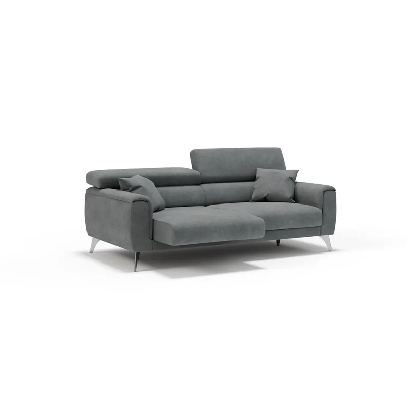 Caravaggio Sofá con asientos deslizantes en tela suave e impermeable 199 cm Amarillo - Sofás sillones puffs