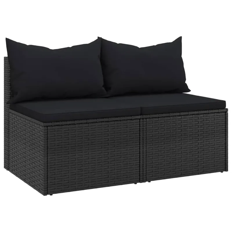 vidaXL Sofás centrales jardín con cojines 2 uds ratán sintético gris - Sofás sillones puffs