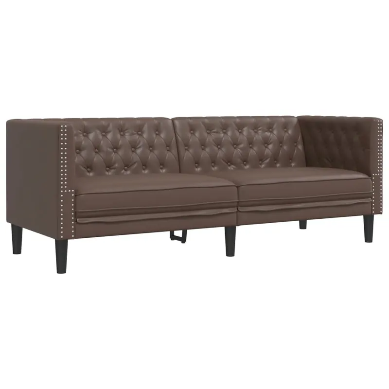 vidaXL Sofá Chesterfield de 3 plazas cuero artificial gris - Sofás sillones puffs