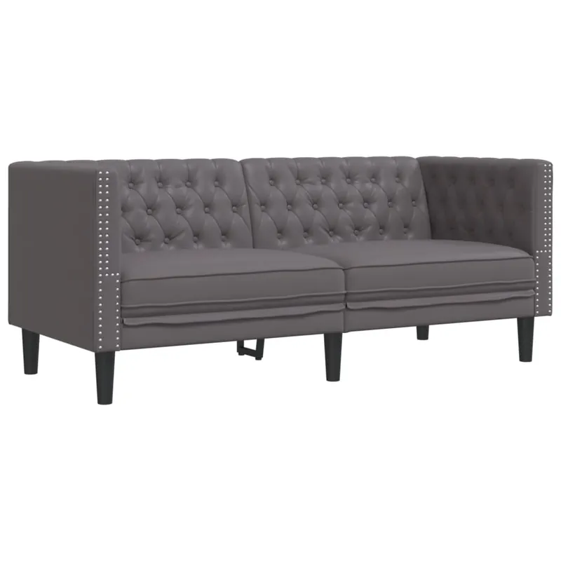 vidaXL Sofá Chesterfield de 2 plazas cuero artificial blanco crema - Sofás sillones puffs