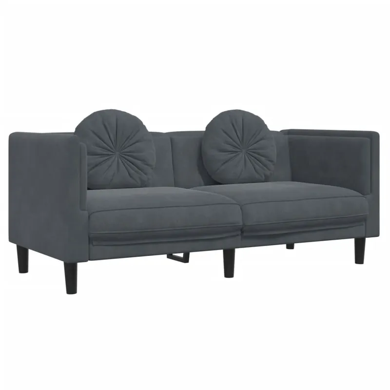 vidaXL Sofá de 2 plazas con cojines terciopelo rojo tinto - Sofás sillones puffs