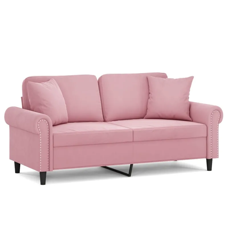 vidaXL Sofá de 2 plazas con cojines terciopelo azul 140 cm - Sofás sillones puffs