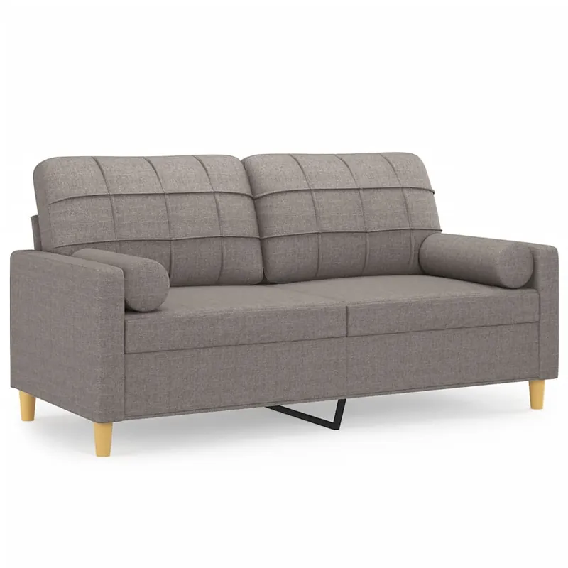 vidaXL Sofá de 2 plazas con cojines tela gris taupe 140 cm - Sofás sillones puffs
