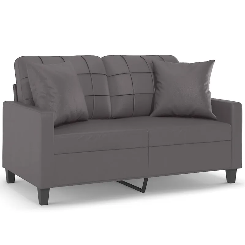 vidaXL Sofá de 2 plazas con cojines cuero sintético negro 120 cm - Sofás sillones puffs