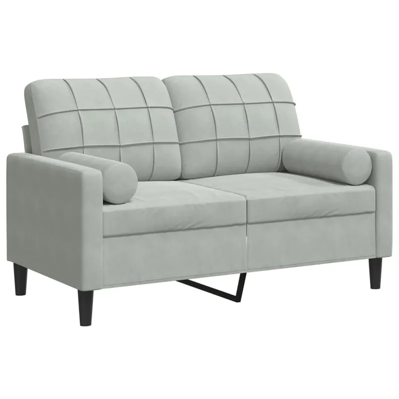 vidaXL Sofá de 2 plazas con cojines terciopelo rojo tinto 120 cm - Sofás sillones puffs