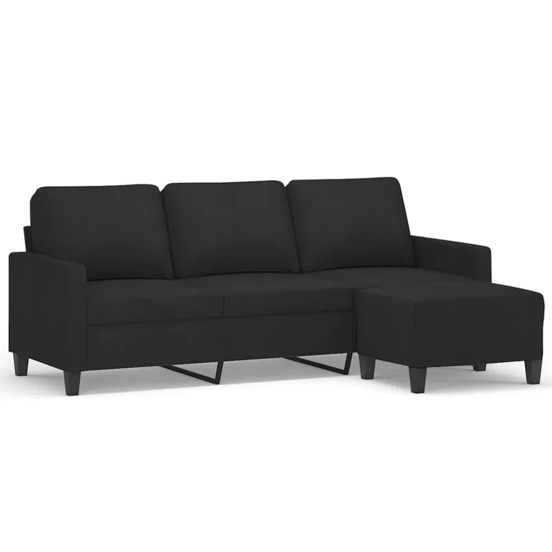 vidaXL Sofá de 3 plazas con taburete de tela rojo tinto 180 cm - Sofás sillones puffs