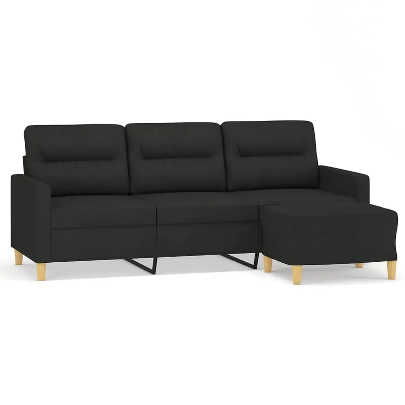 vidaXL Sofá de 3 plazas con taburete de tela rojo tinto 180 cm - Sofás sillones puffs