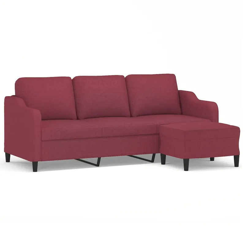 vidaXL Sofá de 3 plazas con taburete de tela marrón 180 cm - Sofás sillones puffs