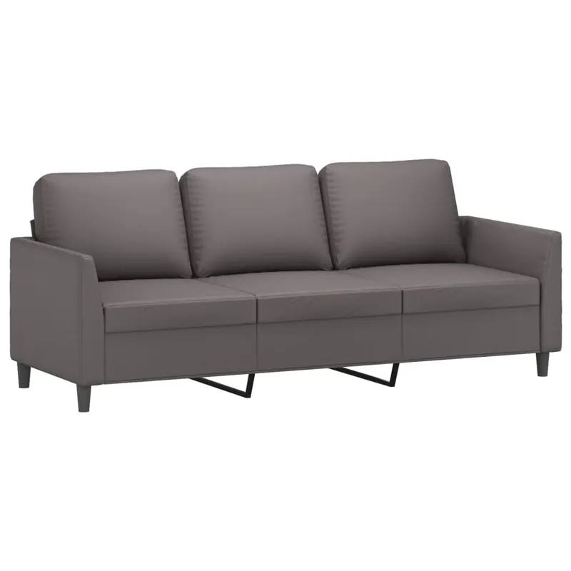 vidaXL Sofá de 3 plazas de cuero sintético negro 180 cm - Sofás sillones puffs