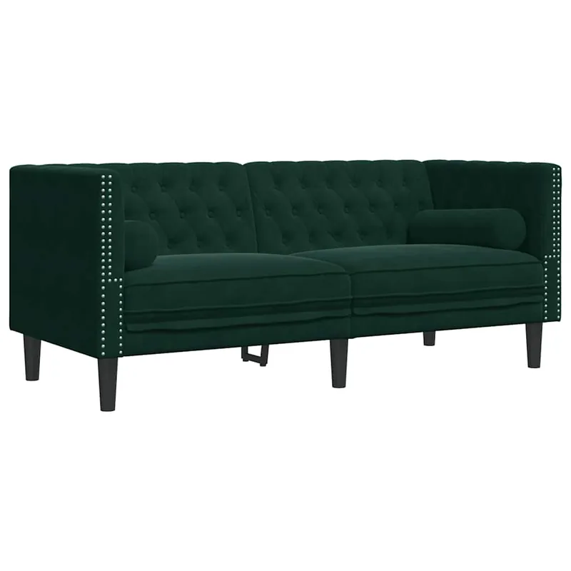 vidaXL Sofá Chesterfield 3 plazas con cojines terciopelo gris oscuro - Sofás sillones puffs