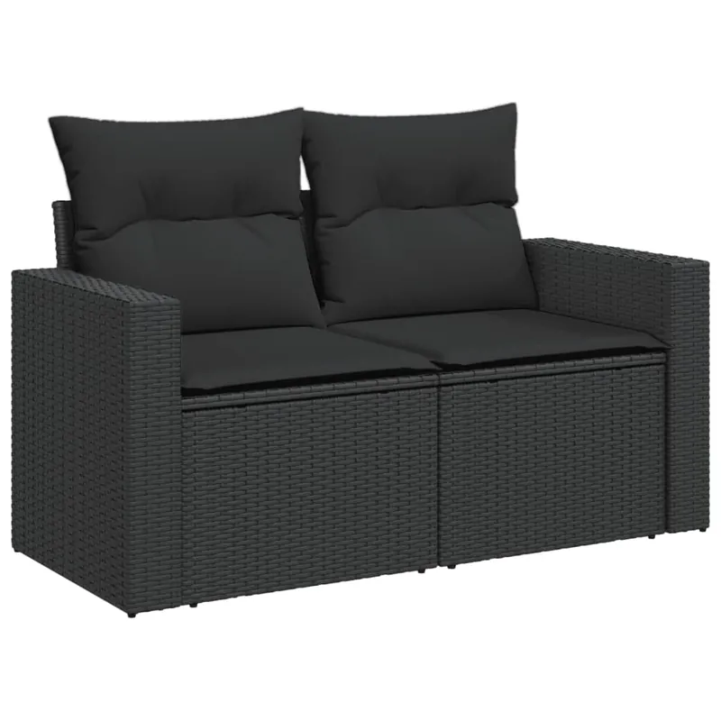 vidaXL Sofá de jardín con cojines 2 plazas ratán sintético gris - Sofás sillones puffs